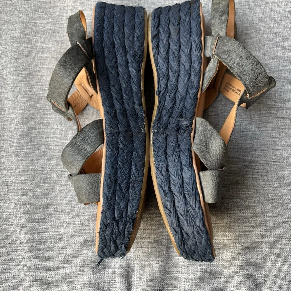 Kork-Ease Ande Sz 8 Espadrille Navy Leather Platform‎ Sandals Comfort